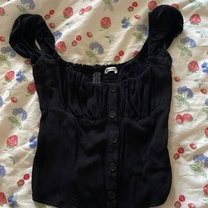 reformation black button top